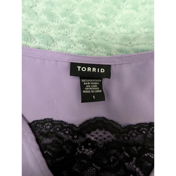 Torrid Size 1X Lavender Black Lace Blouse Sleeveless Pullover top - Picture 7 of 8
